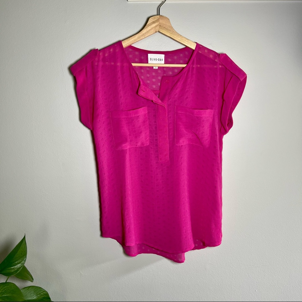 Olive & Oak Pink Short Sleeve Blouse - XS